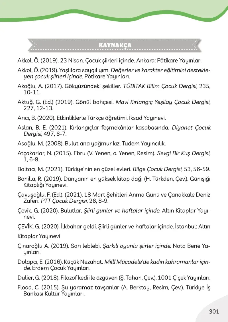 3. Sınıf Türkçe Ders Kitabı Cevapları Meb Yayınları Sayfa 301