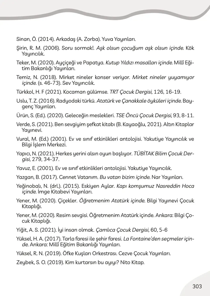 3. Sınıf Türkçe Ders Kitabı Cevapları Meb Yayınları Sayfa 303