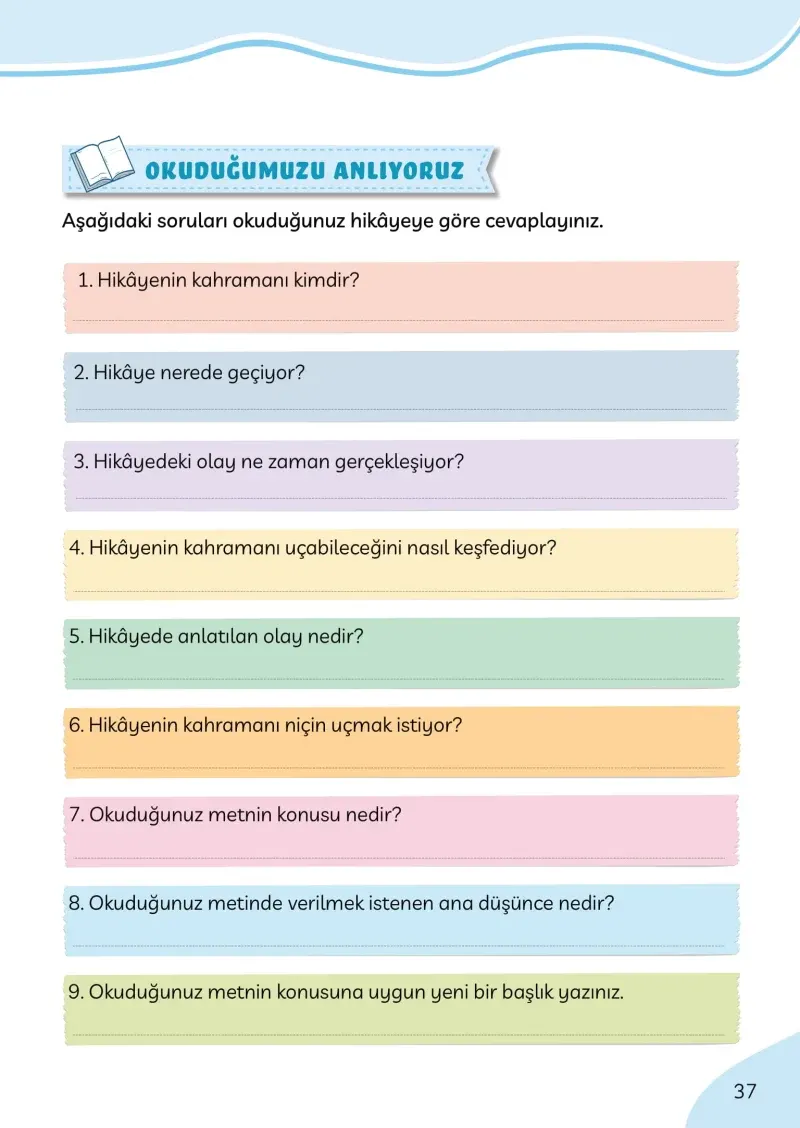 3. Sınıf Türkçe Ders Kitabı Cevapları Meb Yayınları Sayfa 37