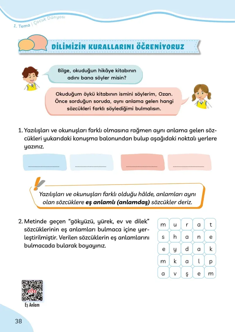 3. Sınıf Türkçe Ders Kitabı Cevapları Meb Yayınları Sayfa 38