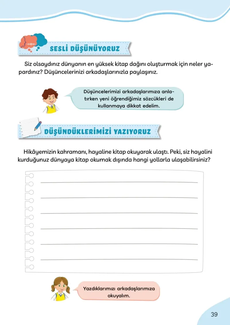 3. Sınıf Türkçe Ders Kitabı Cevapları Meb Yayınları Sayfa 39