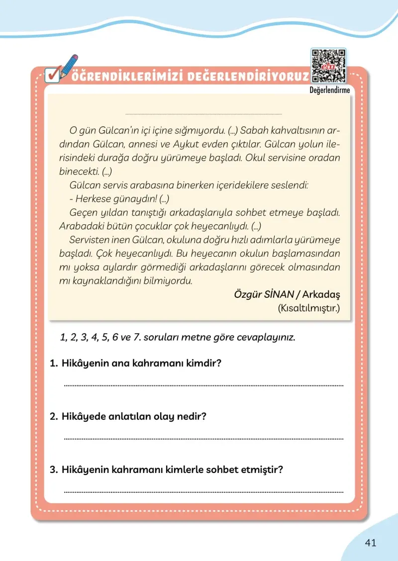 3. Sınıf Türkçe Ders Kitabı Cevapları Meb Yayınları Sayfa 41
