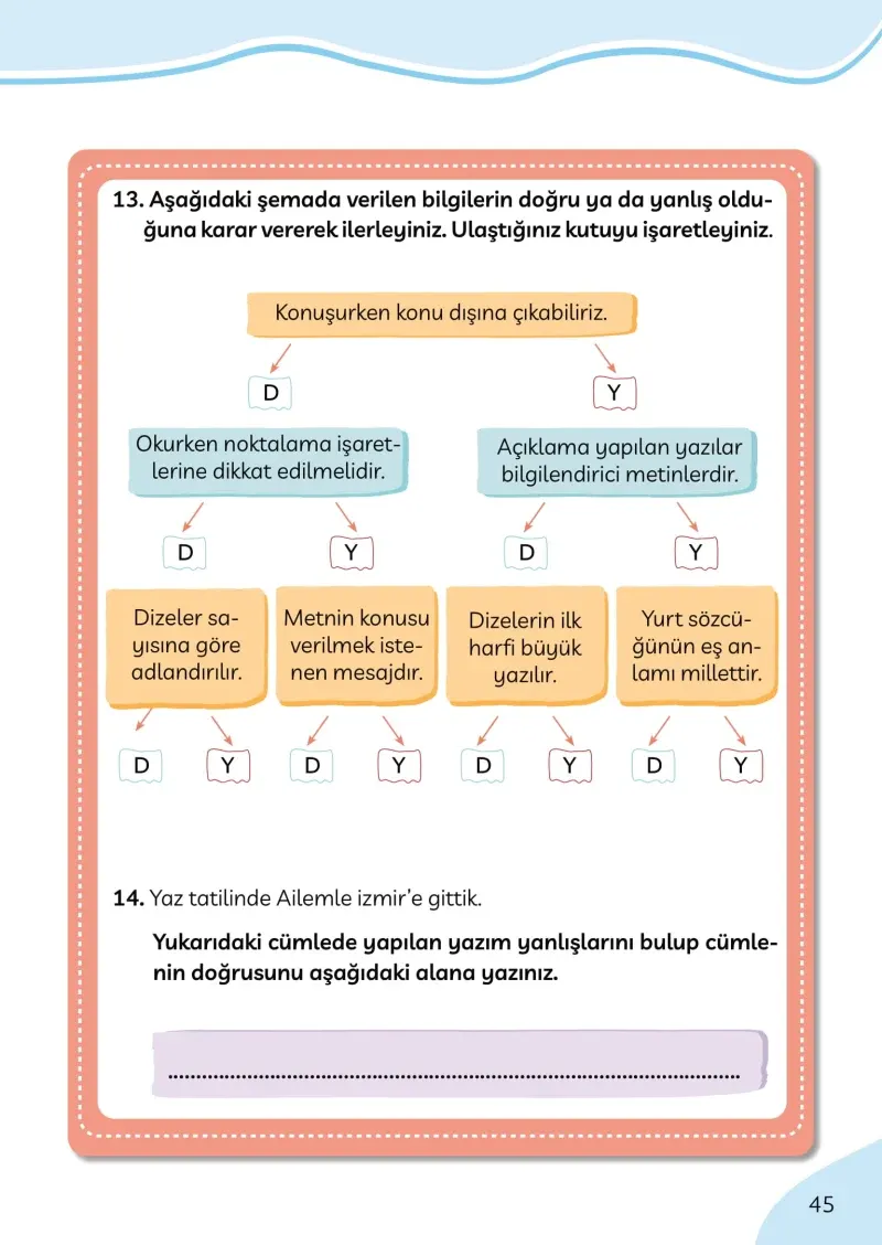 3. Sınıf Türkçe Ders Kitabı Cevapları Meb Yayınları Sayfa 45