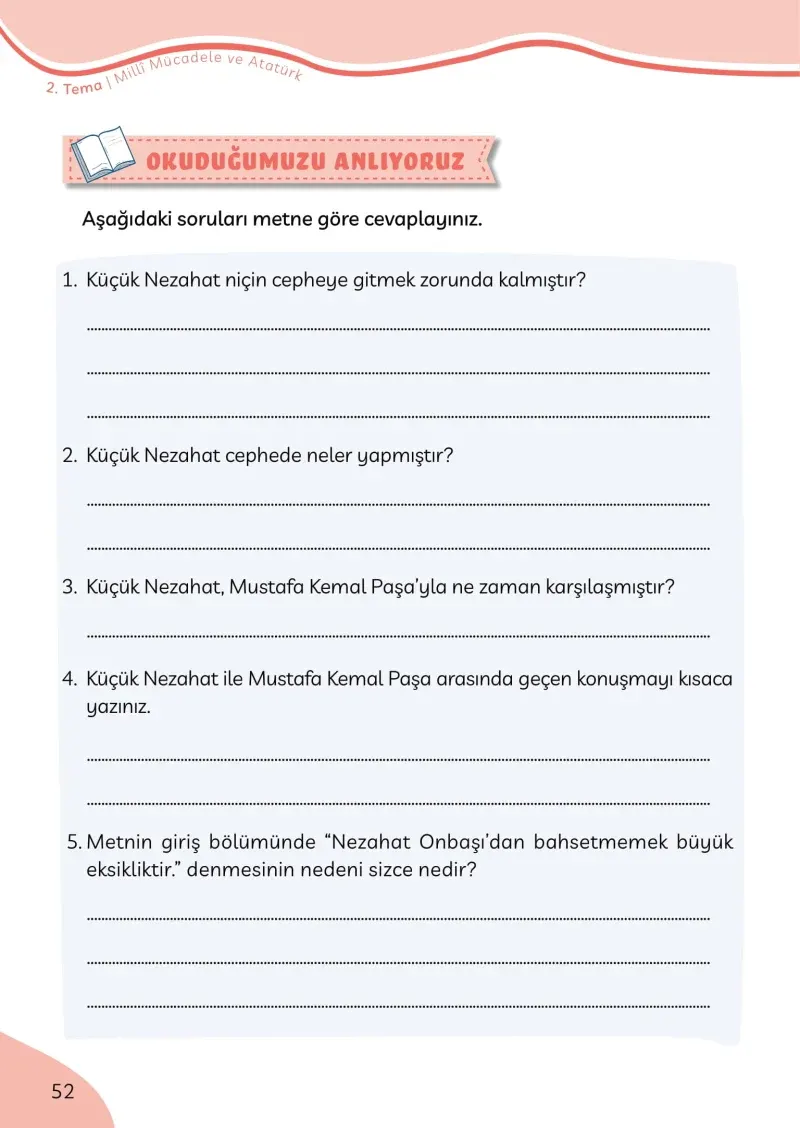 3. Sınıf Türkçe Ders Kitabı Cevapları Meb Yayınları Sayfa 52