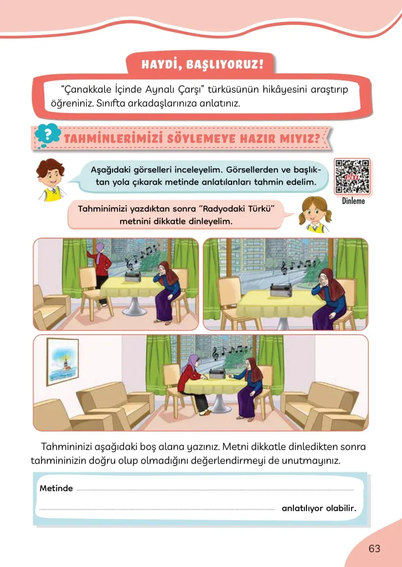 3. Sınıf Türkçe Ders Kitabı Cevapları Meb Yayınları Sayfa 63