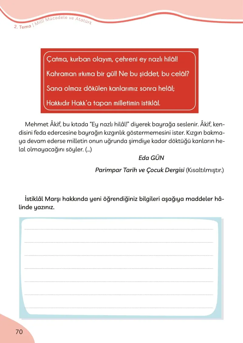 3. Sınıf Türkçe Ders Kitabı Cevapları Meb Yayınları Sayfa 70