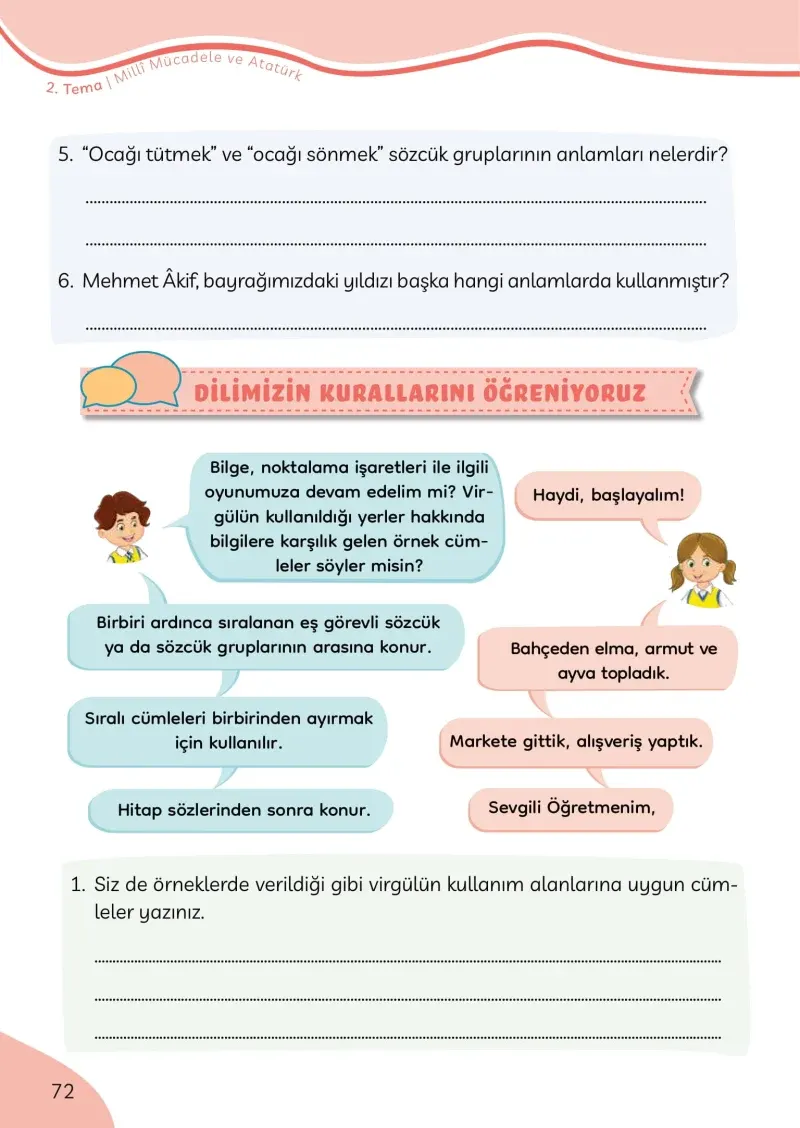 3. Sınıf Türkçe Ders Kitabı Cevapları Meb Yayınları Sayfa 72