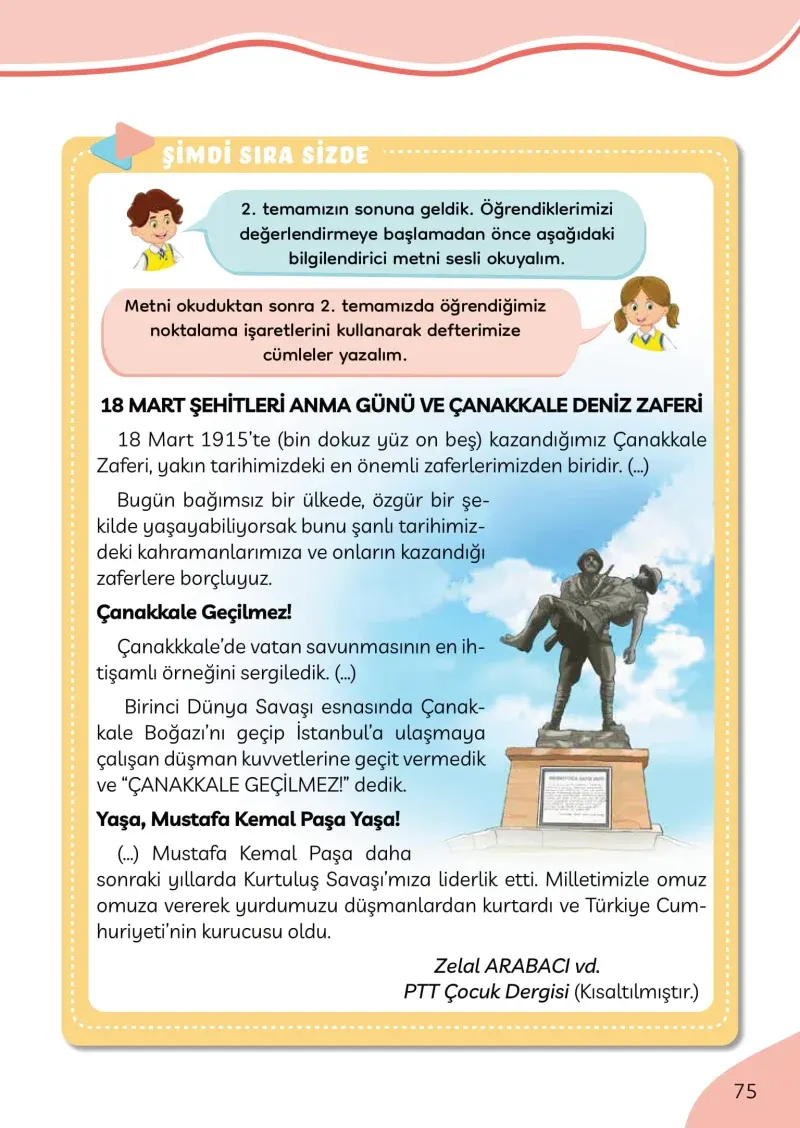 3. Sınıf Türkçe Ders Kitabı Cevapları Meb Yayınları Sayfa 75