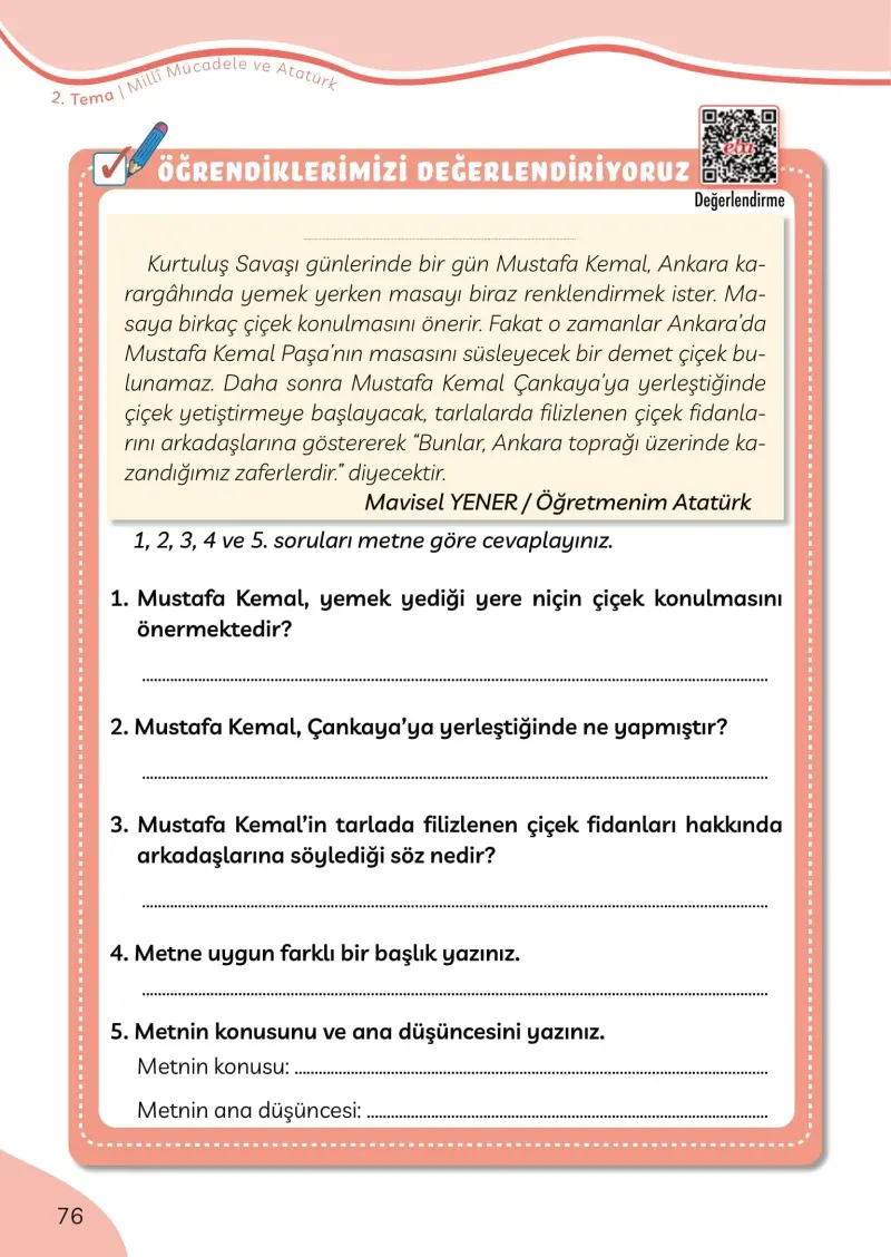 3. Sınıf Türkçe Ders Kitabı Cevapları Meb Yayınları Sayfa 76