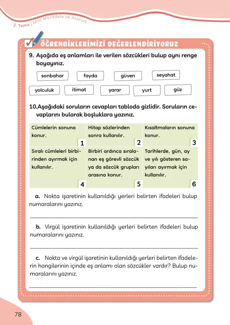 3. Sınıf Türkçe Ders Kitabı Cevapları Meb Yayınları Sayfa 78