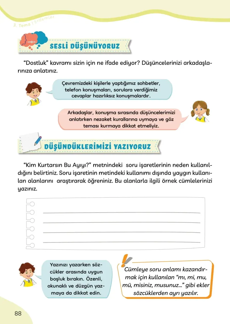 3. Sınıf Türkçe Ders Kitabı Cevapları Meb Yayınları Sayfa 88