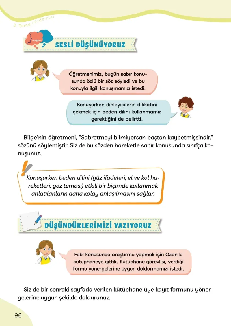 3. Sınıf Türkçe Ders Kitabı Cevapları Meb Yayınları Sayfa 96