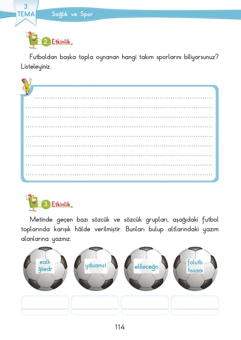 3. Sınıf Türkçe Ders Kitabı Cevapları SDR İpekyolu Yayınları Sayfa 114