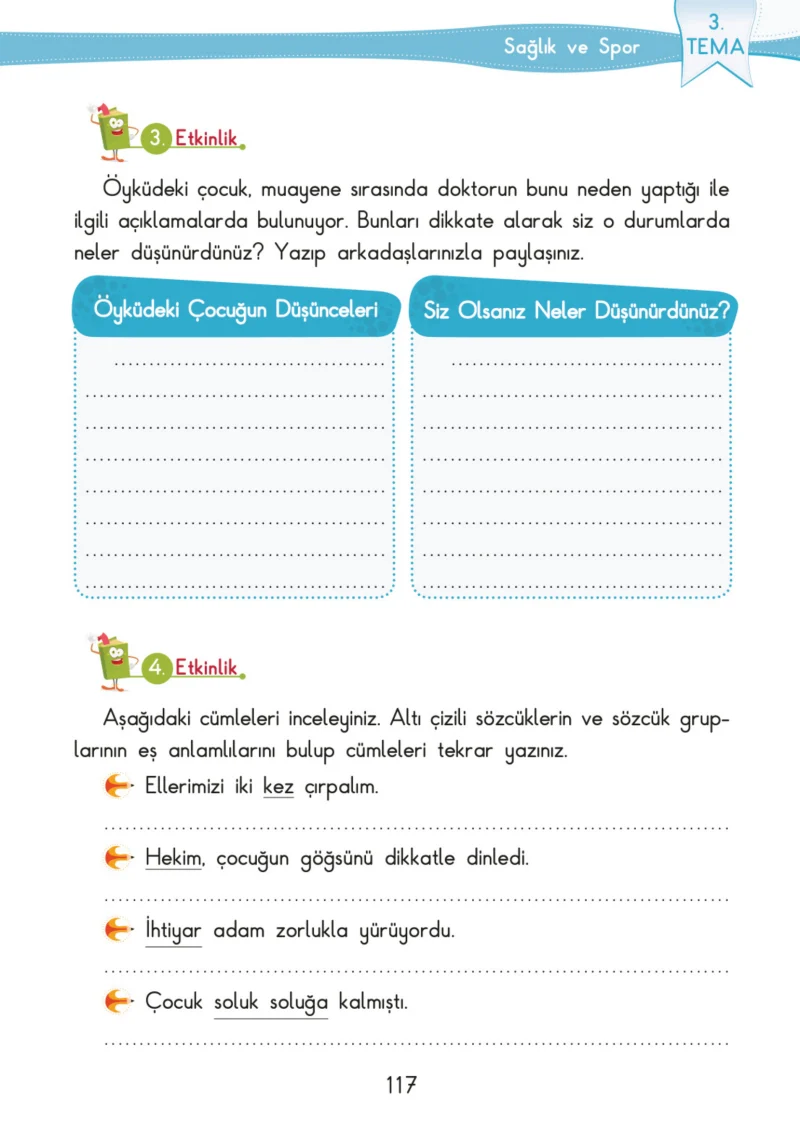 3. Sınıf Türkçe Ders Kitabı Cevapları SDR İpekyolu Yayınları Sayfa 117