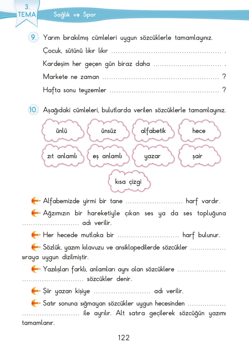 3. Sınıf Türkçe Ders Kitabı Cevapları SDR İpekyolu Yayınları Sayfa 122