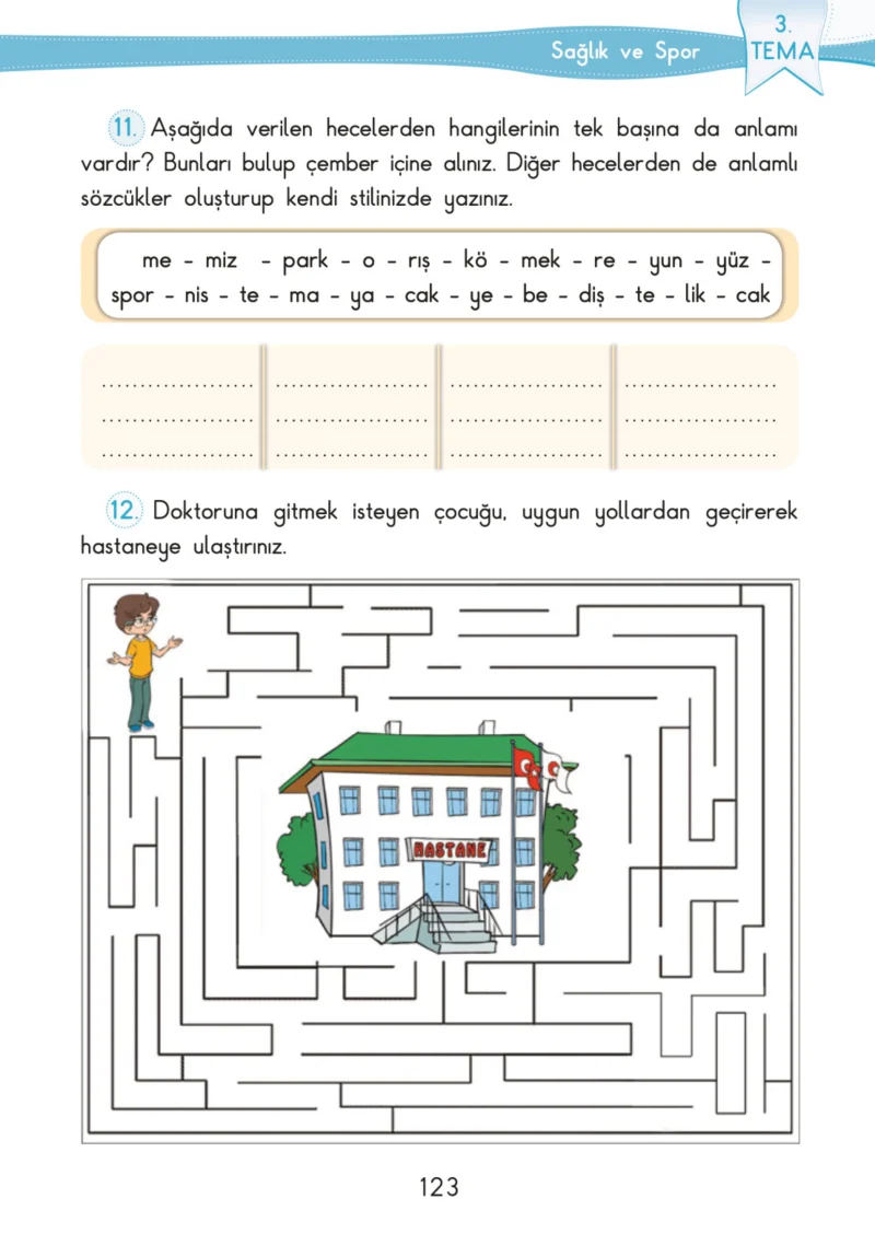 3. Sınıf Türkçe Ders Kitabı Cevapları SDR İpekyolu Yayınları Sayfa 123