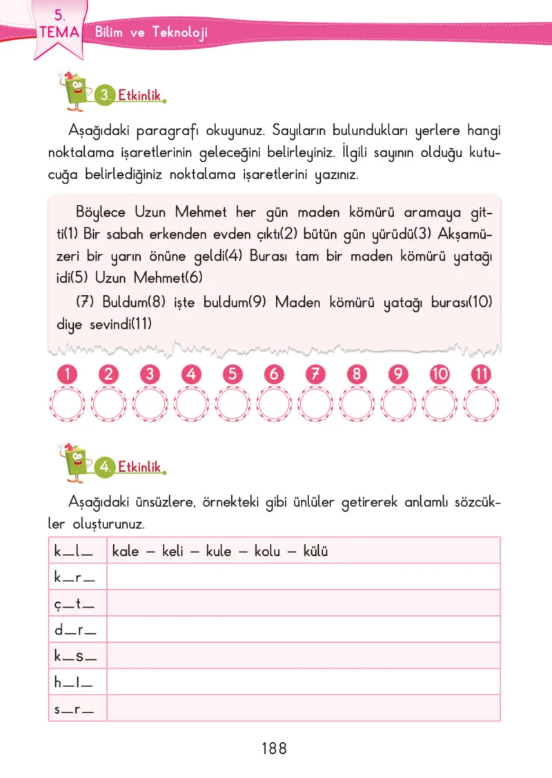3. Sınıf Türkçe Ders Kitabı Cevapları SDR İpekyolu Yayınları Sayfa 188