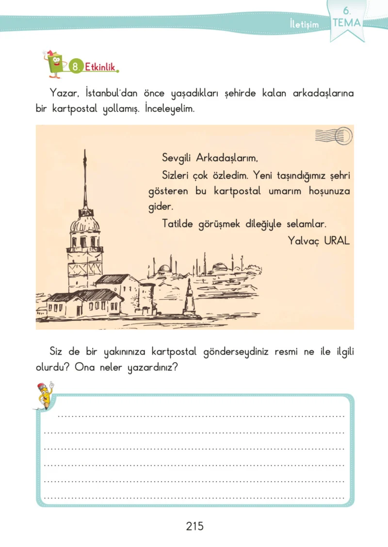 3. Sınıf Türkçe Ders Kitabı Cevapları SDR İpekyolu Yayınları Sayfa 215