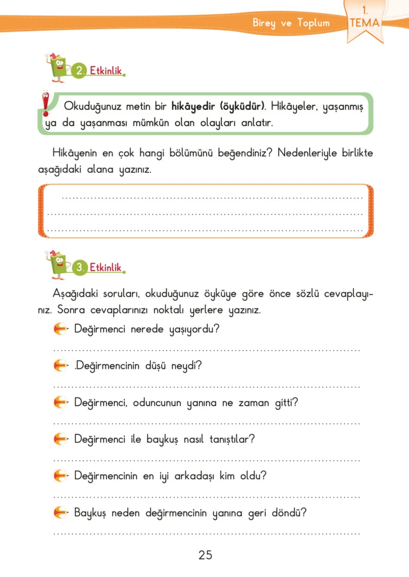 3. Sınıf Türkçe Ders Kitabı Cevapları SDR İpekyolu Yayınları Sayfa 25