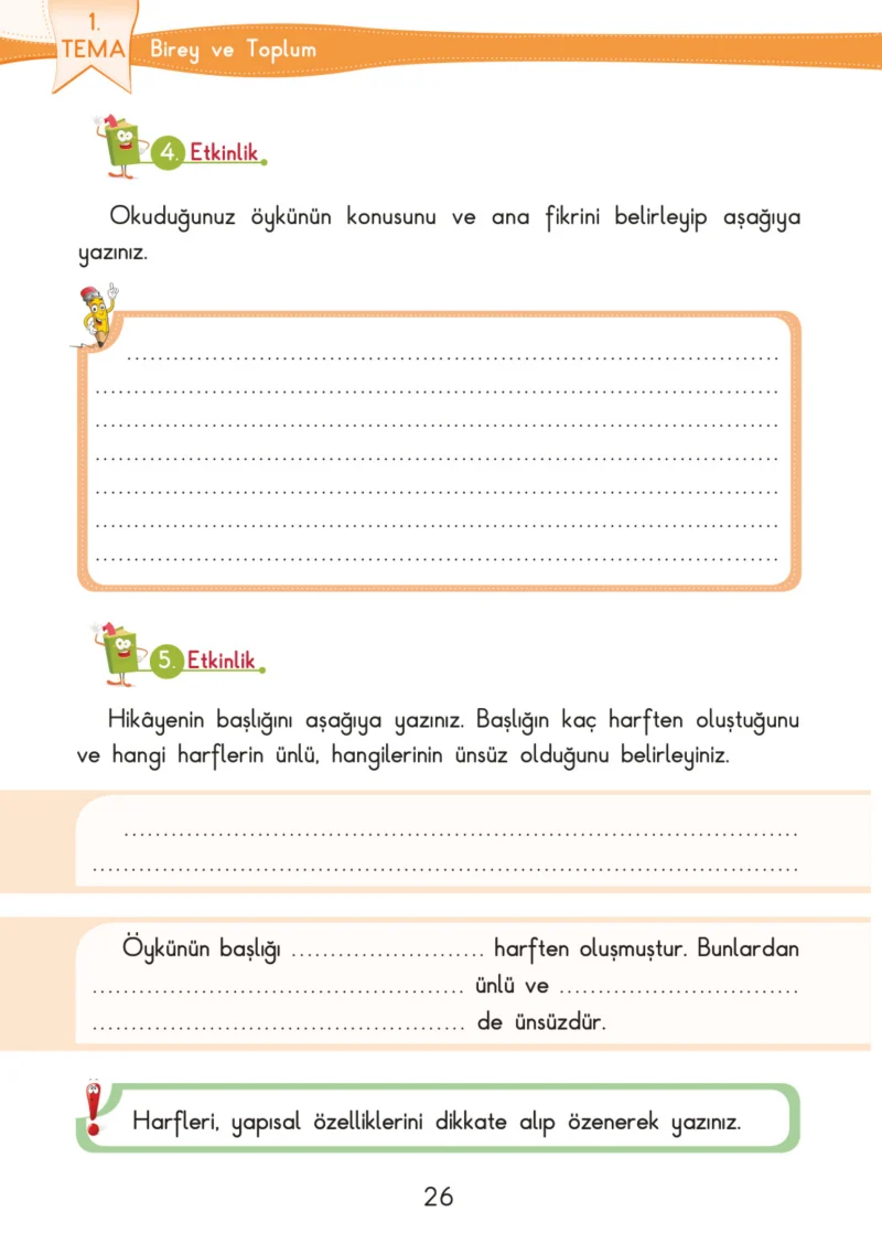 3. Sınıf Türkçe Ders Kitabı Cevapları SDR İpekyolu Yayınları Sayfa 26