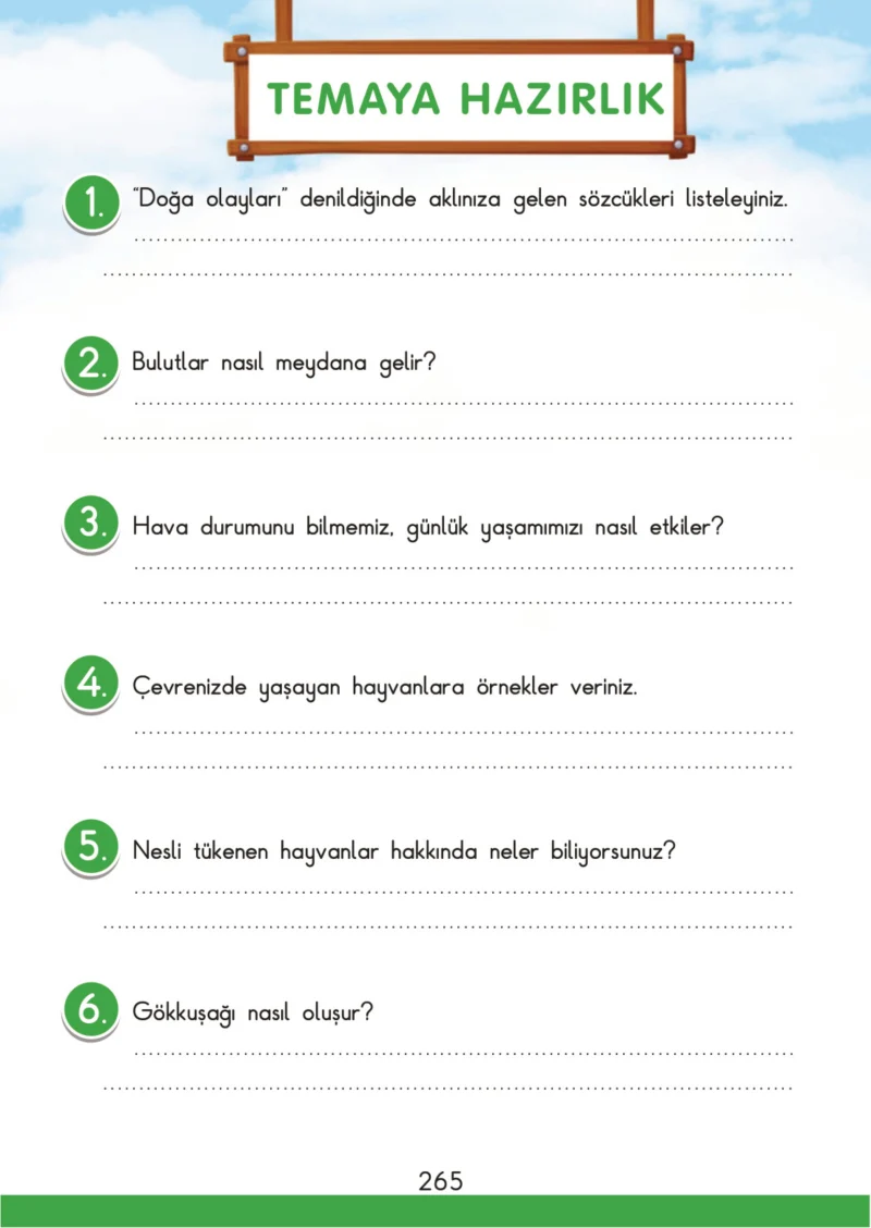 3. Sınıf Türkçe Ders Kitabı Cevapları SDR İpekyolu Yayınları Sayfa 265
