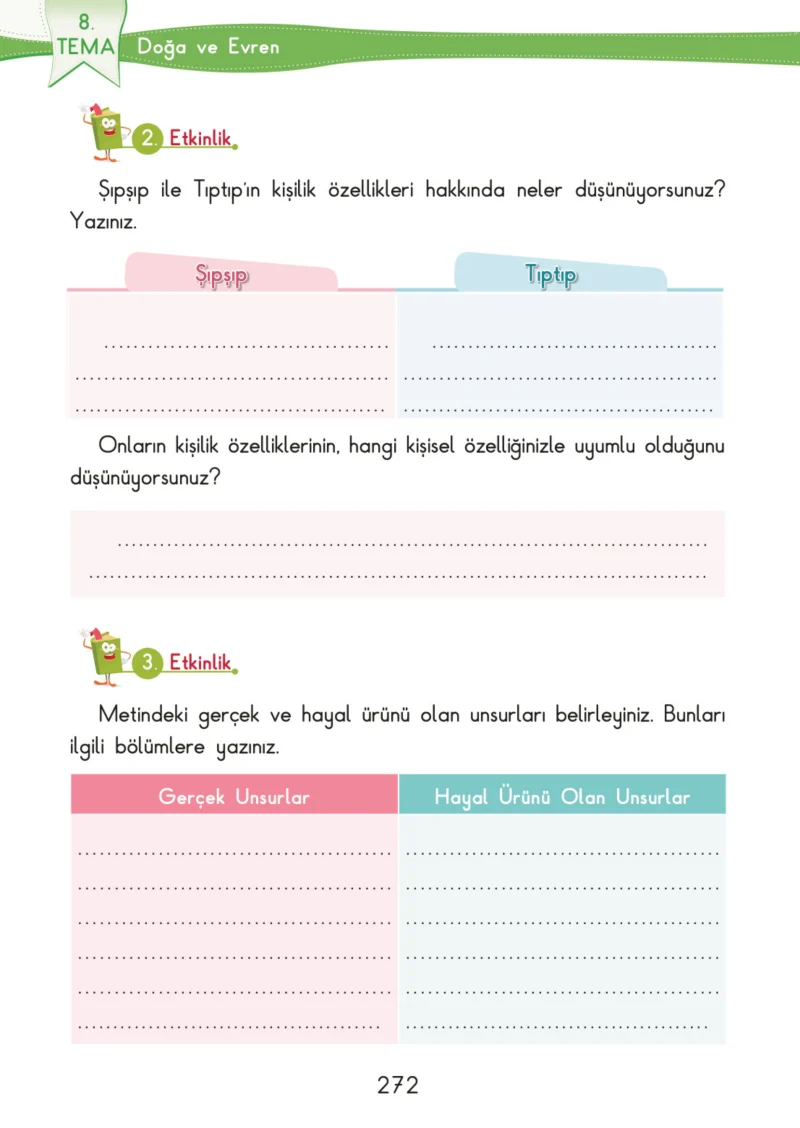 3. Sınıf Türkçe Ders Kitabı Cevapları SDR İpekyolu Yayınları Sayfa 272