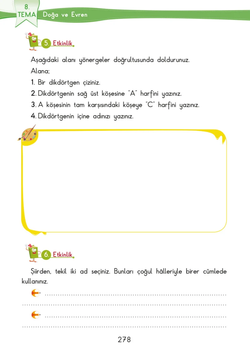 3. Sınıf Türkçe Ders Kitabı Cevapları SDR İpekyolu Yayınları Sayfa 278