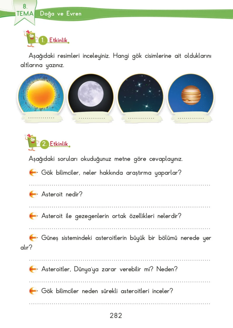 3. Sınıf Türkçe Ders Kitabı Cevapları SDR İpekyolu Yayınları Sayfa 282