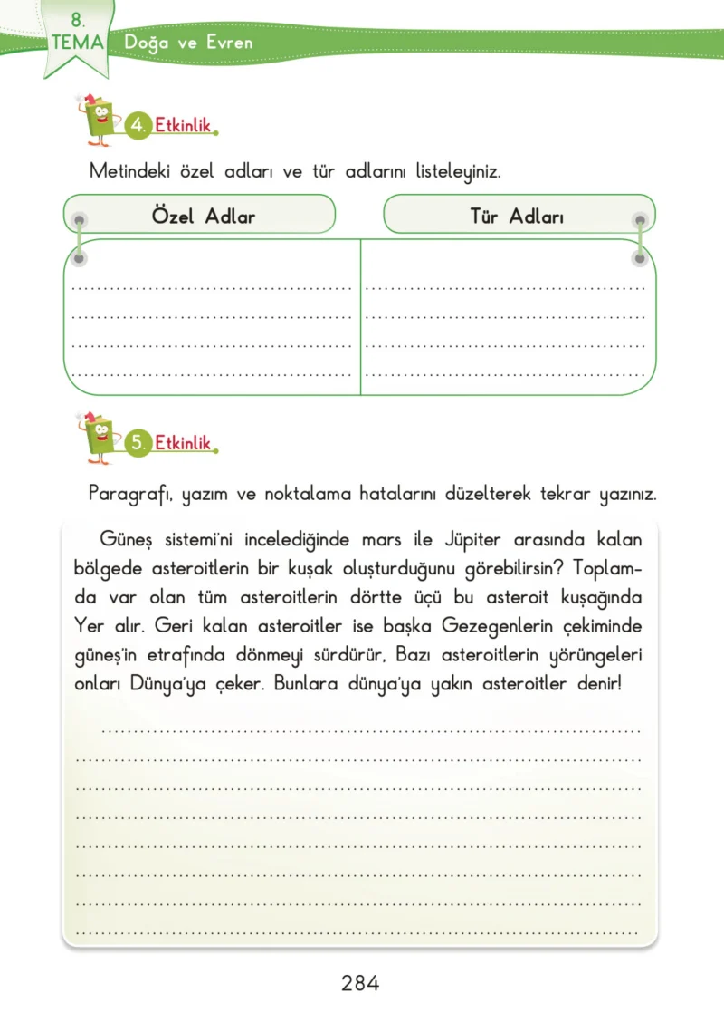 3. Sınıf Türkçe Ders Kitabı Cevapları SDR İpekyolu Yayınları Sayfa 284