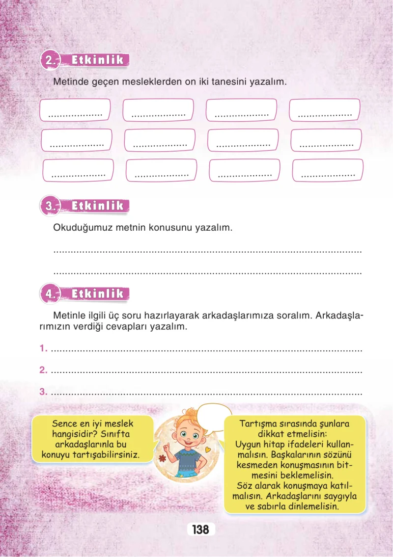 3. Sınıf Türkçe Ders Kitabı Cevapları Sonuç Yayınları Sayfa 138