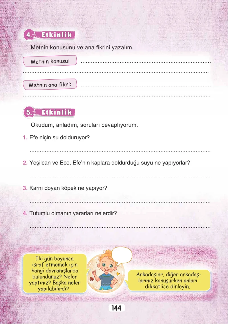 3. Sınıf Türkçe Ders Kitabı Cevapları Sonuç Yayınları Sayfa 144