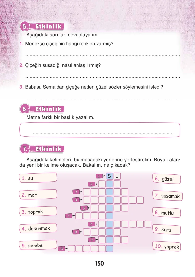 3. Sınıf Türkçe Ders Kitabı Cevapları Sonuç Yayınları Sayfa 150