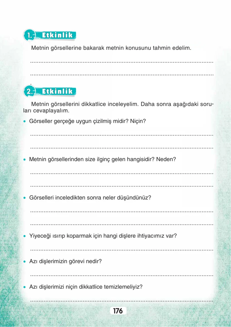3. Sınıf Türkçe Ders Kitabı Cevapları Sonuç Yayınları Sayfa 176