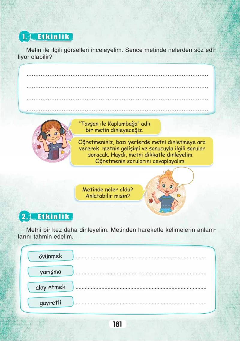 3. Sınıf Türkçe Ders Kitabı Cevapları Sonuç Yayınları Sayfa 181