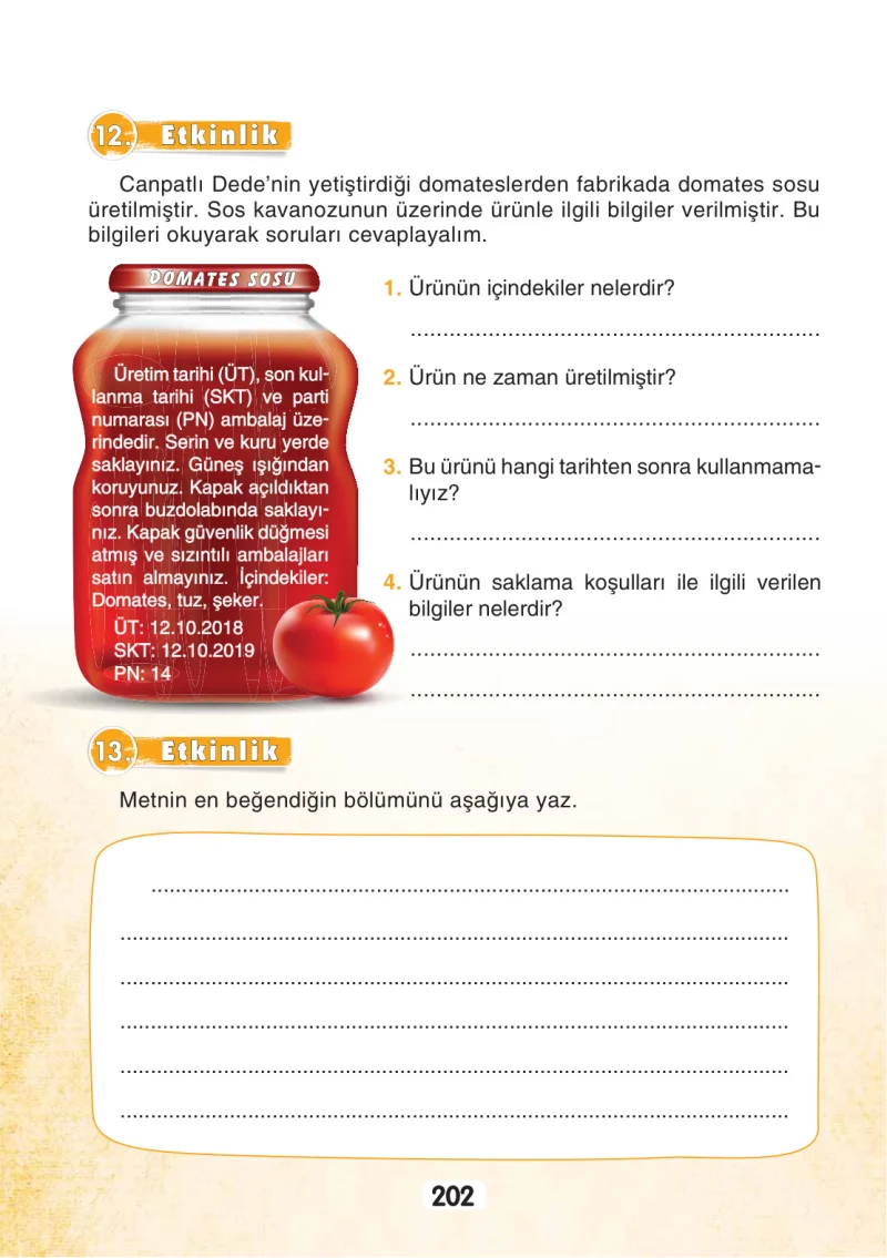3. Sınıf Türkçe Ders Kitabı Cevapları Sonuç Yayınları Sayfa 202