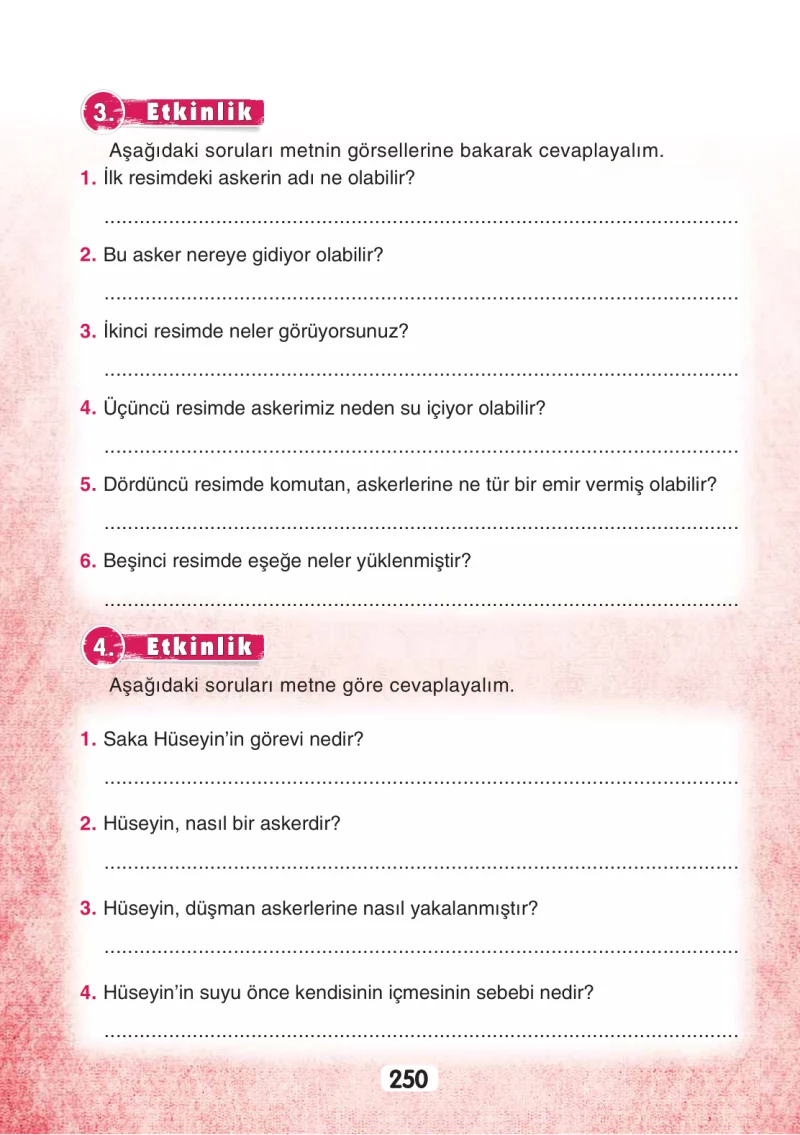 3. Sınıf Türkçe Ders Kitabı Cevapları Sonuç Yayınları Sayfa 250
