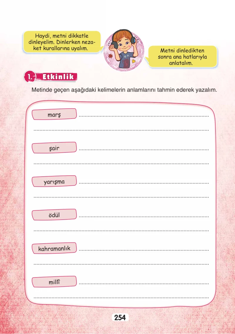 3. Sınıf Türkçe Ders Kitabı Cevapları Sonuç Yayınları Sayfa 254