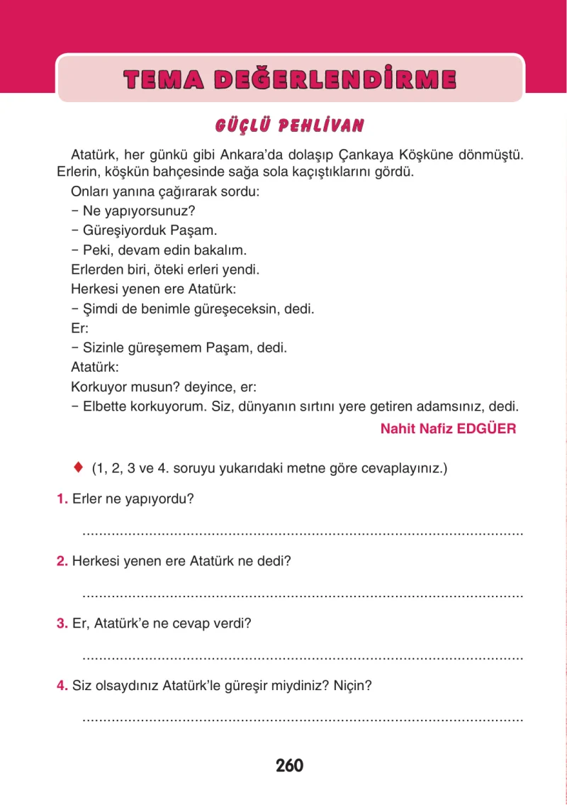 3. Sınıf Türkçe Ders Kitabı Cevapları Sonuç Yayınları Sayfa 260