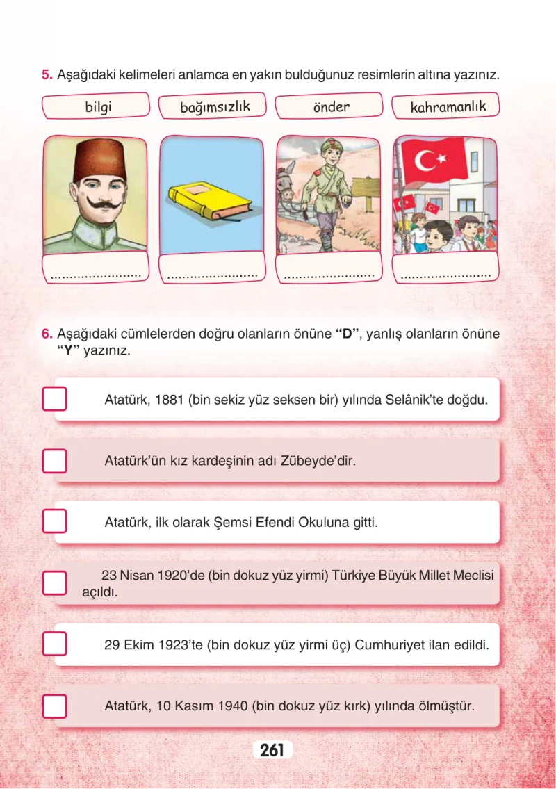 3. Sınıf Türkçe Ders Kitabı Cevapları Sonuç Yayınları Sayfa 261