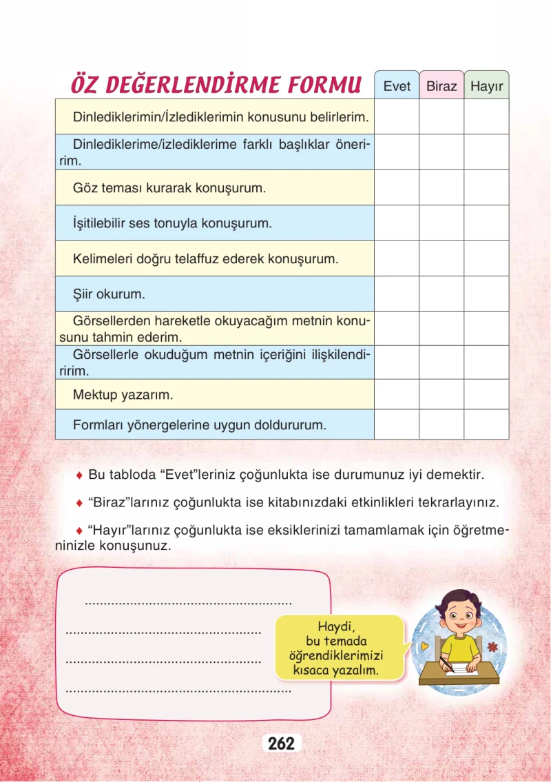 3. Sınıf Türkçe Ders Kitabı Cevapları Sonuç Yayınları Sayfa 262