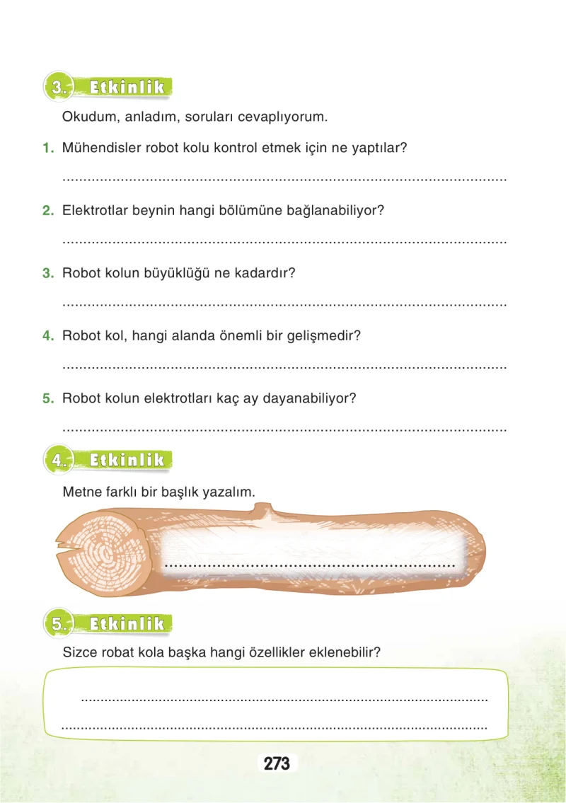 3. Sınıf Türkçe Ders Kitabı Cevapları Sonuç Yayınları Sayfa 273