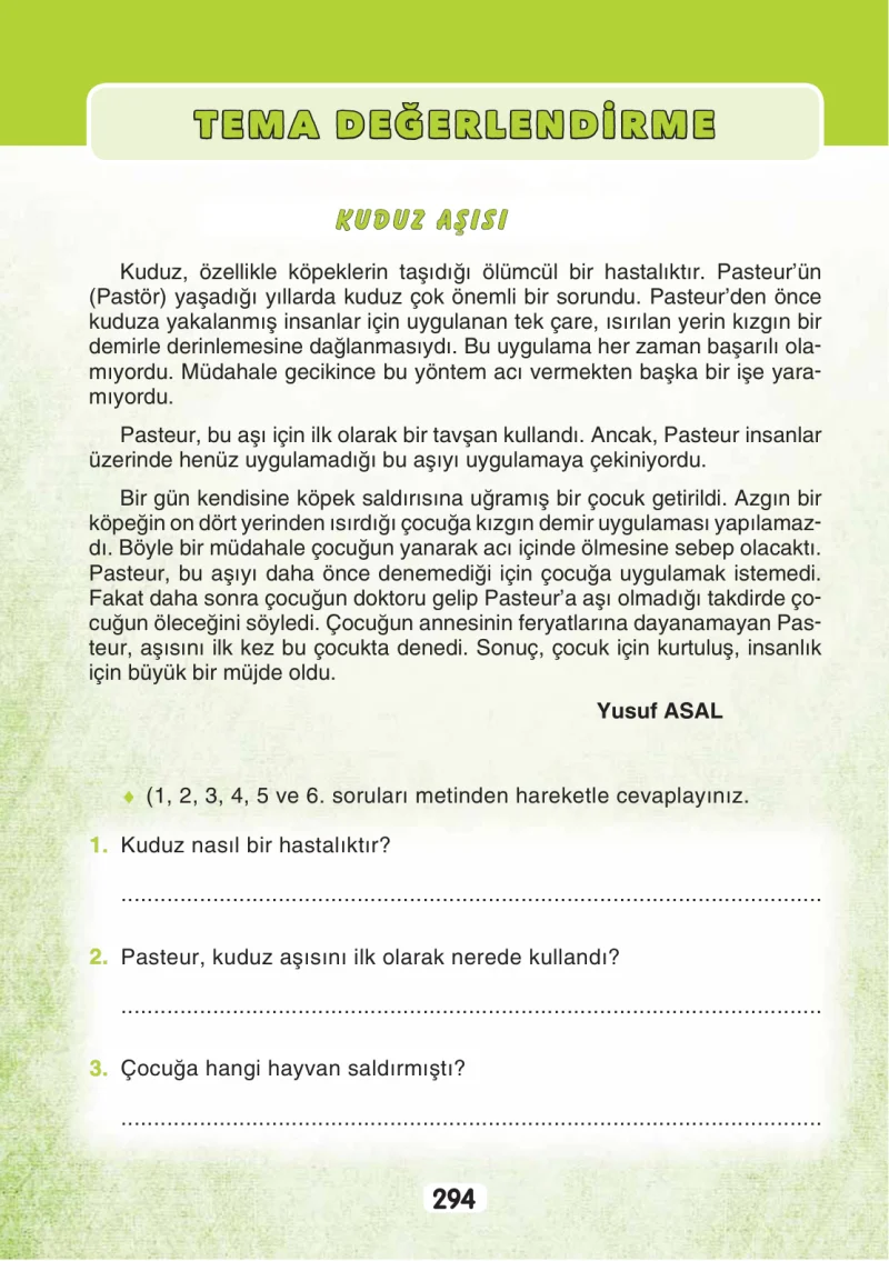 3. Sınıf Türkçe Ders Kitabı Cevapları Sonuç Yayınları Sayfa 294