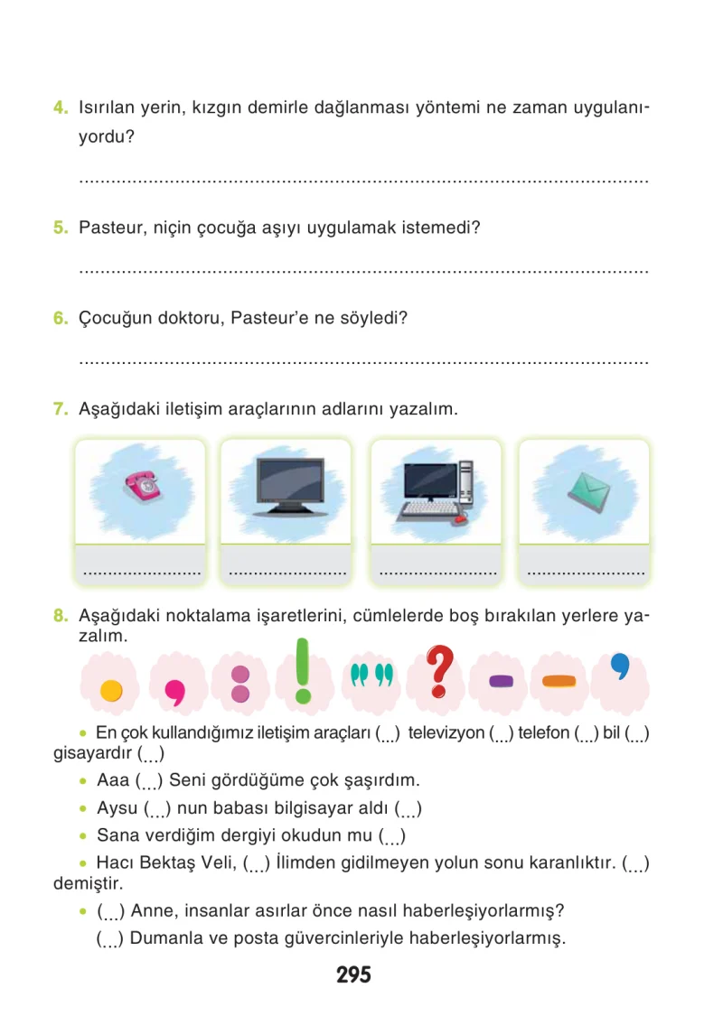 3. Sınıf Türkçe Ders Kitabı Cevapları Sonuç Yayınları Sayfa 295
