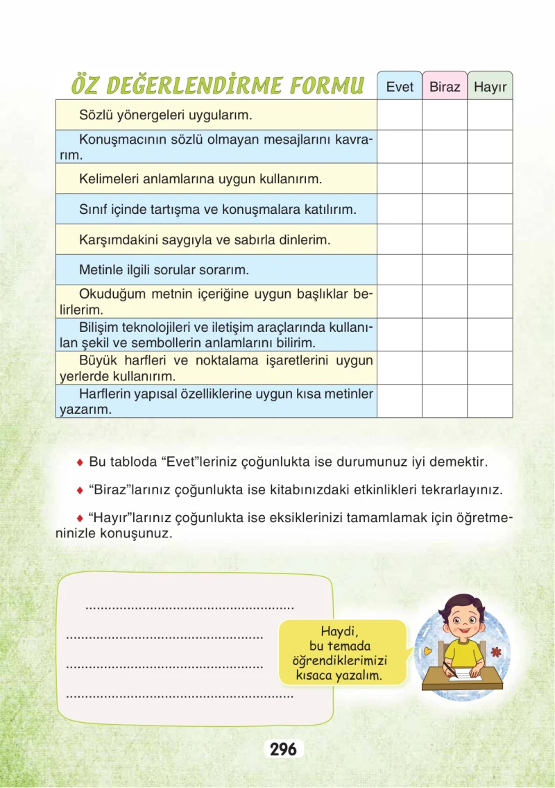 3. Sınıf Türkçe Ders Kitabı Cevapları Sonuç Yayınları Sayfa 296