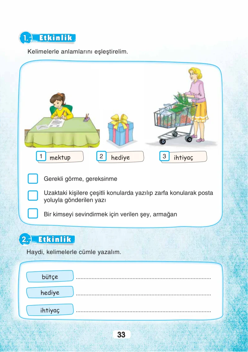 3. Sınıf Türkçe Ders Kitabı Cevapları Sonuç Yayınları Sayfa 33