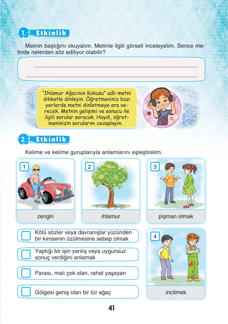 3. Sınıf Türkçe Ders Kitabı Cevapları Sonuç Yayınları Sayfa 41