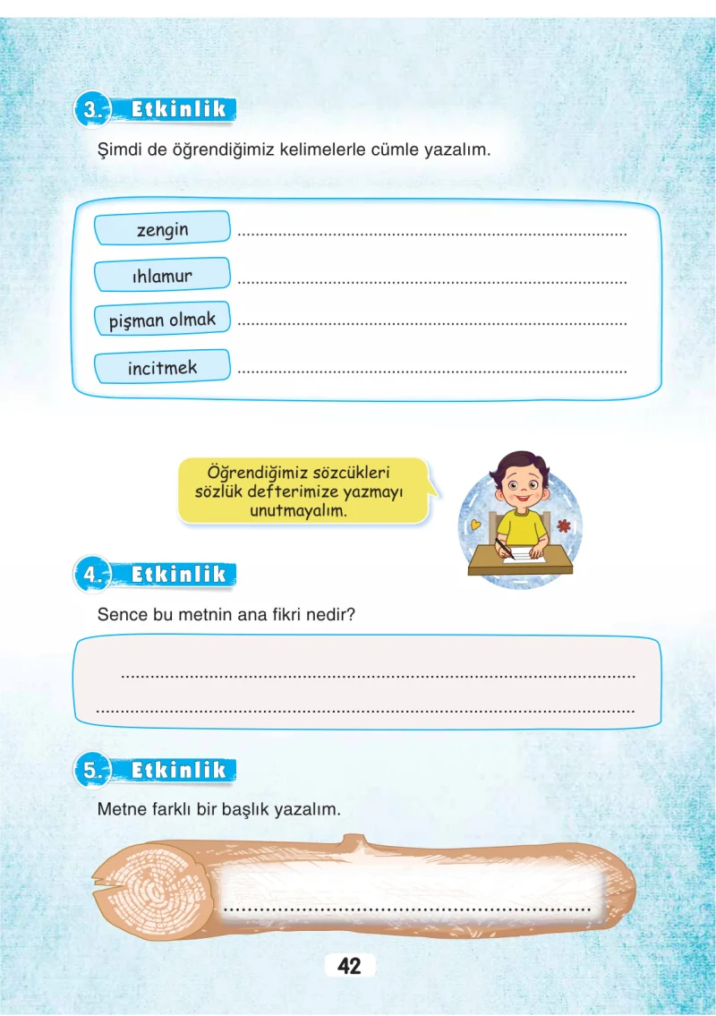 3. Sınıf Türkçe Ders Kitabı Cevapları Sonuç Yayınları Sayfa 42