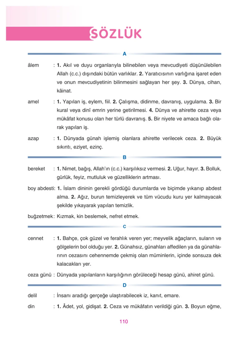 4. Sınıf Din Kültürü ve Ahlak Bilgisi Ders Kitabı Cevapları Anka Yayınları Sayfa 110
