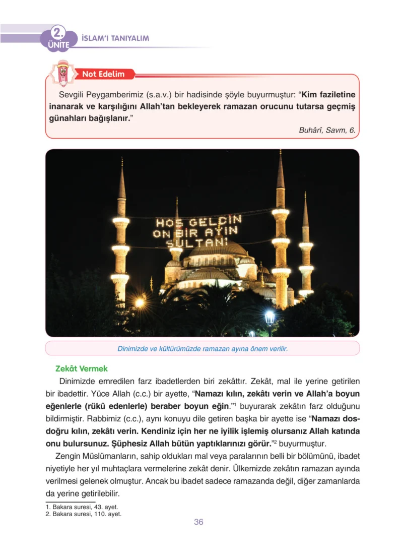 4. Sınıf Din Kültürü ve Ahlak Bilgisi Ders Kitabı Cevapları Anka Yayınları Sayfa 36