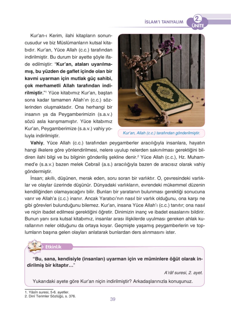 4. Sınıf Din Kültürü ve Ahlak Bilgisi Ders Kitabı Cevapları Anka Yayınları Sayfa 39